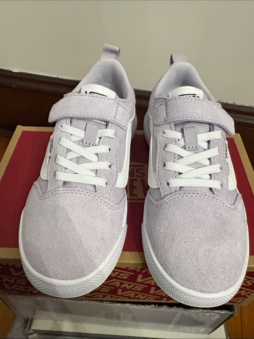 Vans Kids Lavender Suede Low-Top Sneakers with White Stripe